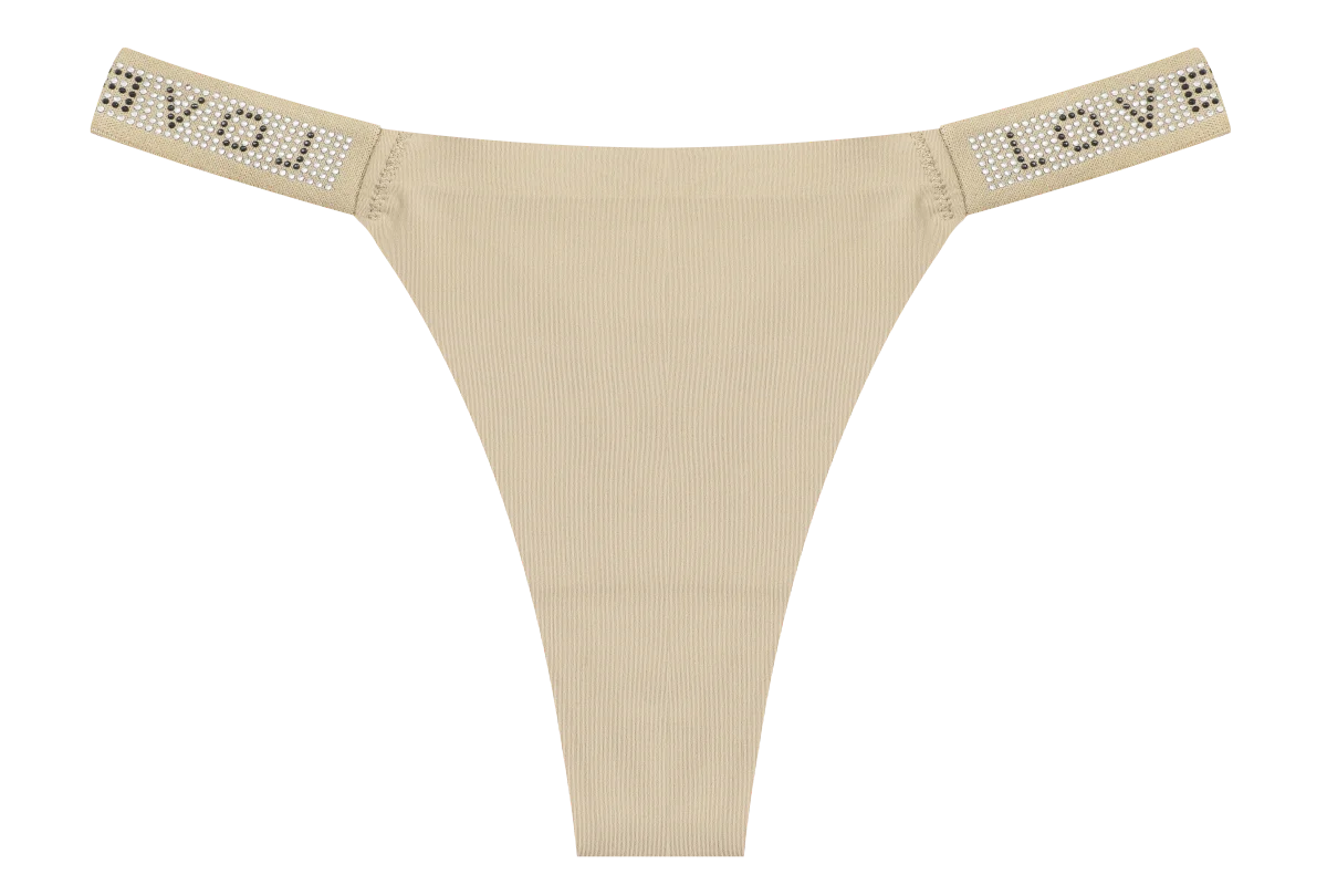 New Women's Smooth Low Waist Sexy Panties Women Thongs Rhinestones Letter Diamonds G-string Sports Thong Briefs T-back Shiny