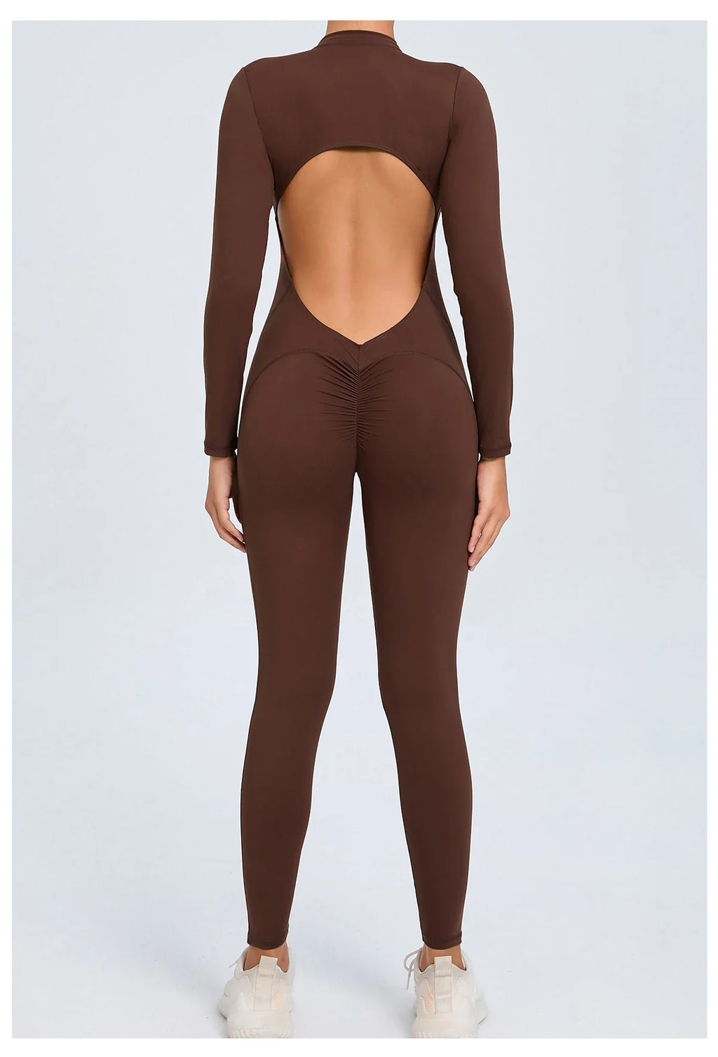 Women Sportwear Yoga Jumpsuit Zip Long Sleeve Back Open Outfit Fitness Tracksuit Tight One-piece Gym Overalls Sports Bodysuit