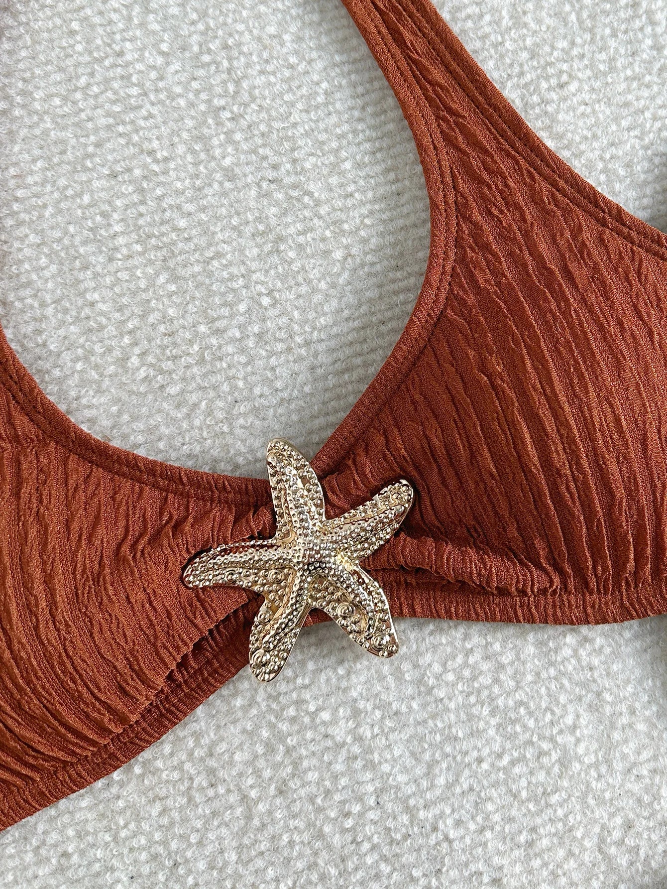 Sexy Metal Starfish Bikini Set 2026 Women Green Brown Push Up Bra High Waist Swimsuit Bathing Suit Vacation Two Piece Swimwear
