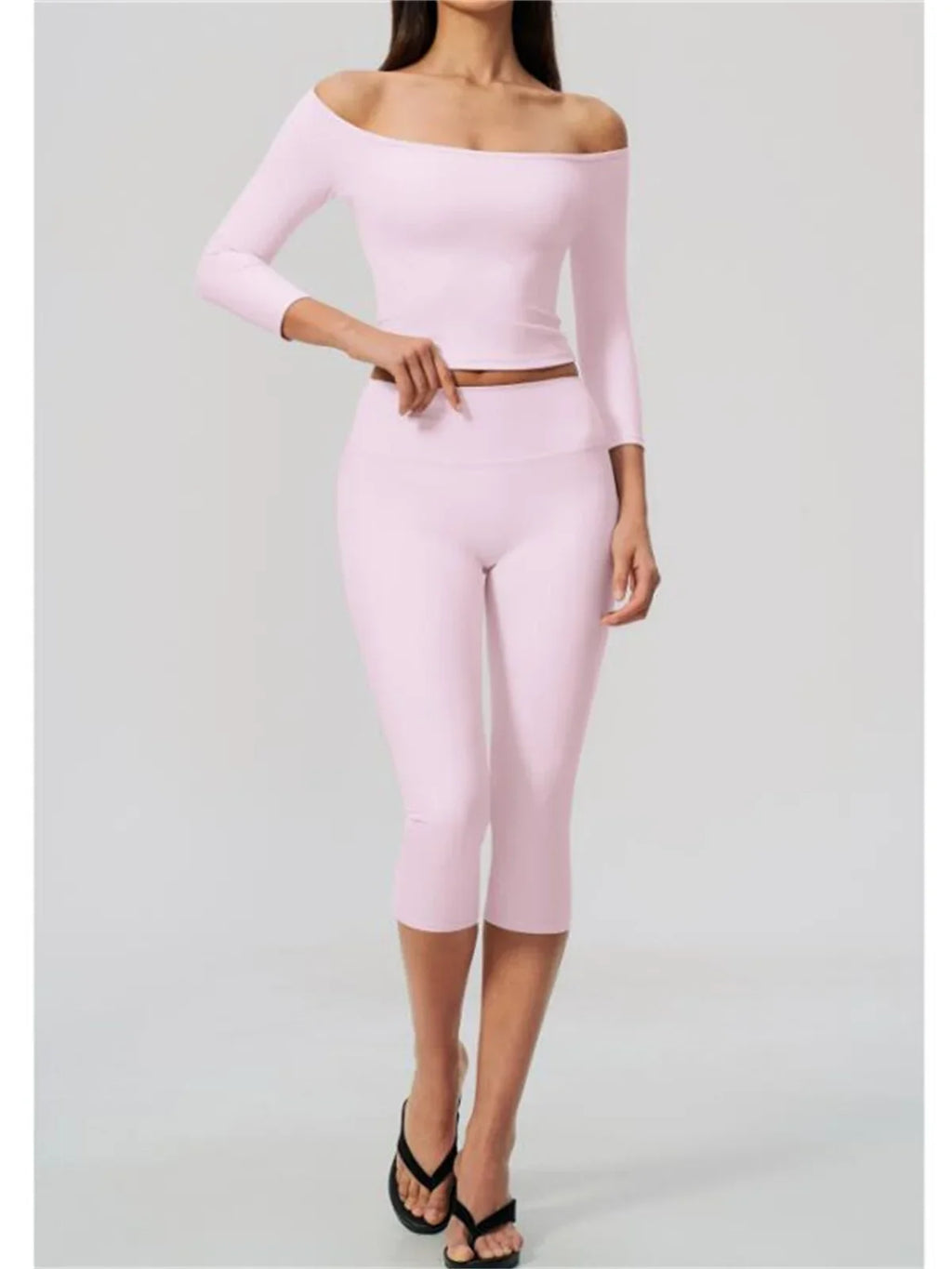 Fashion Mid Sleeve T-shirt Yoga Suits Tight Fitting Slim Sports Tops High Waist Peach Hip Mid Pants Gym Running Fitness Outfits
