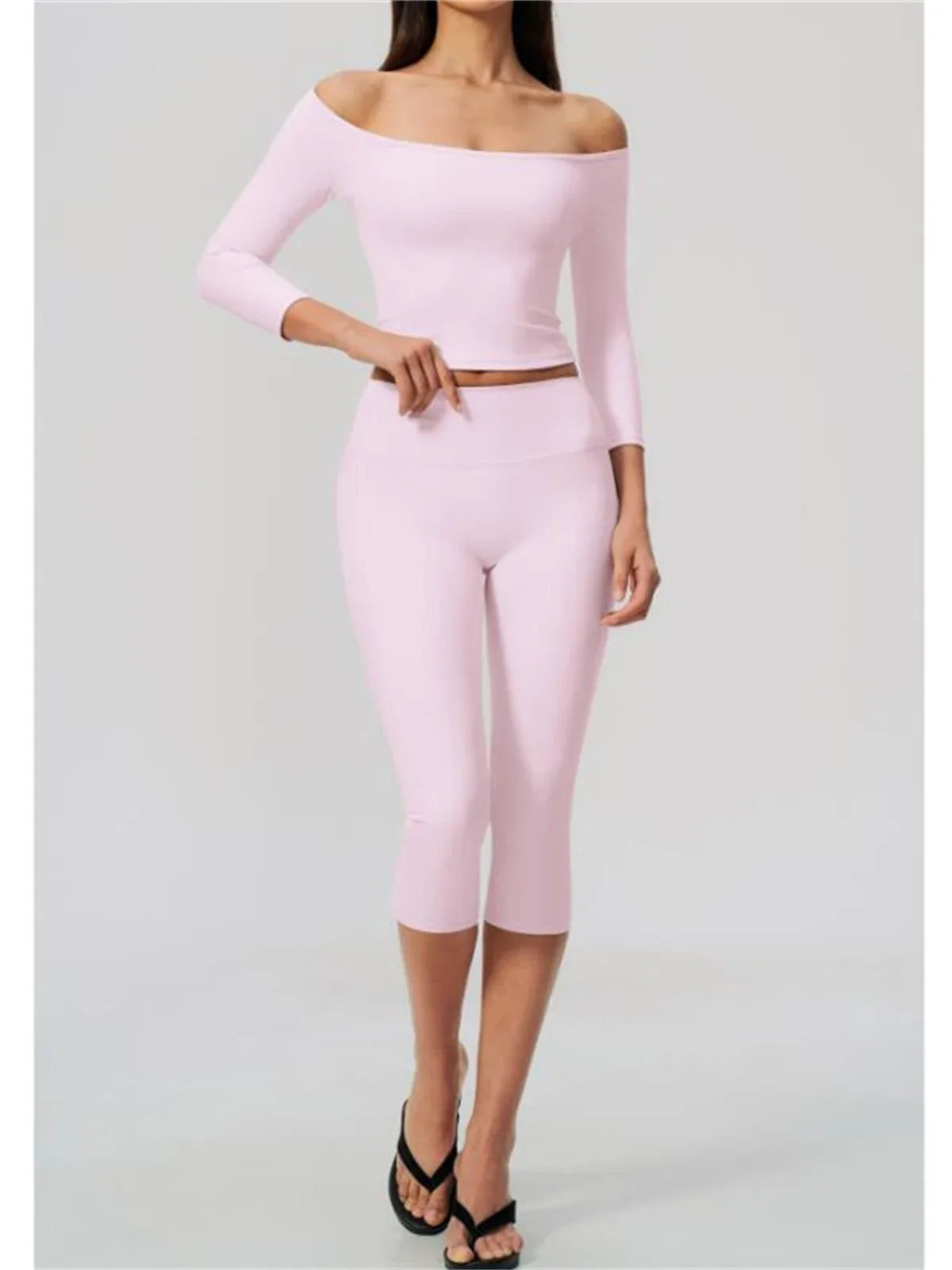 Fashion Mid Sleeve T-shirt Yoga Suits Tight Fitting Slim Sports Tops High Waist Peach Hip Mid Pants Gym Running Fitness Outfits