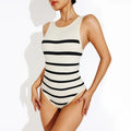 Seamless Contour Bodysuit Women Striped Rompers Sexy Wire-Free Thong Bodysuit Shapewear for Clubbing Date Night Athleisure