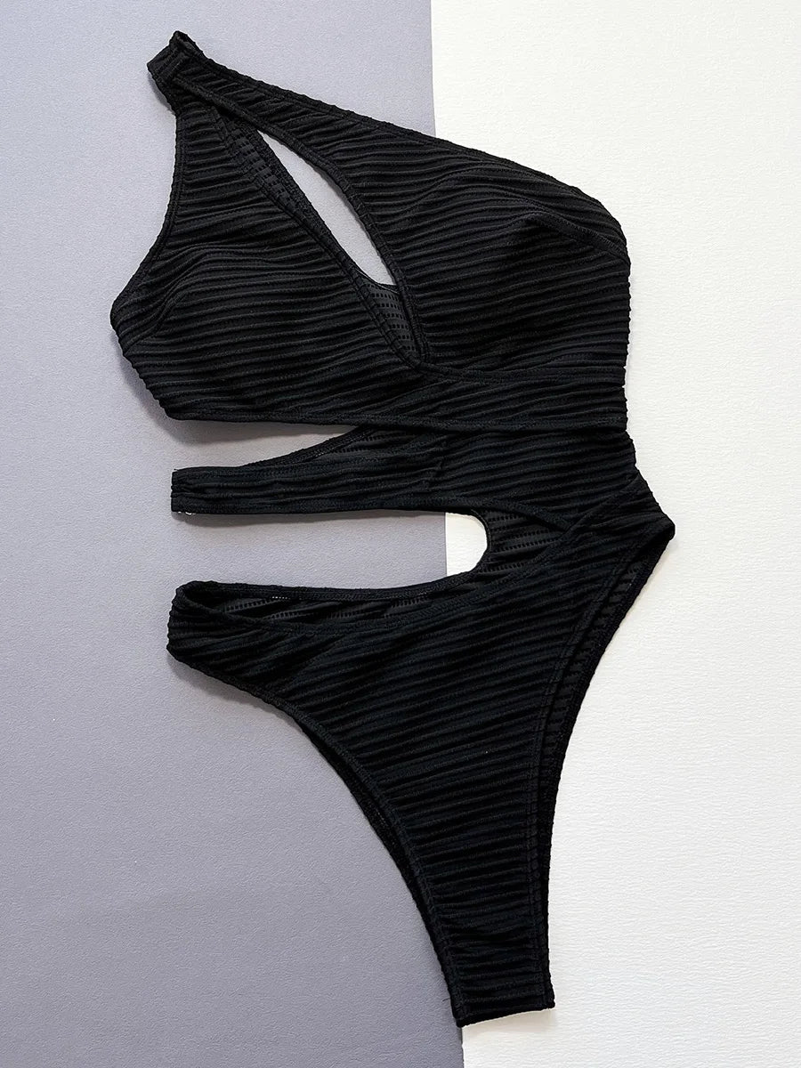 Asymmetric Hollow Out One Shoulder Women Swimwear One Piece Swimsuit Female High Cut Monokini Bather Bathing Suit Swim Beachwear