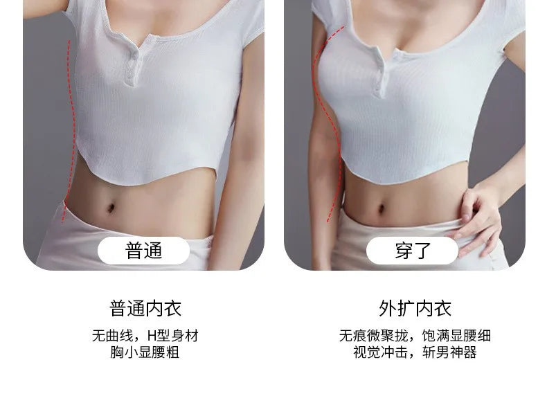 MOYISU Anti Slip Halter Bra for Small Chest, Push Up Enhancer Pads Rounded Shape, Invisible Seamless Cover No Show Lift Bralette