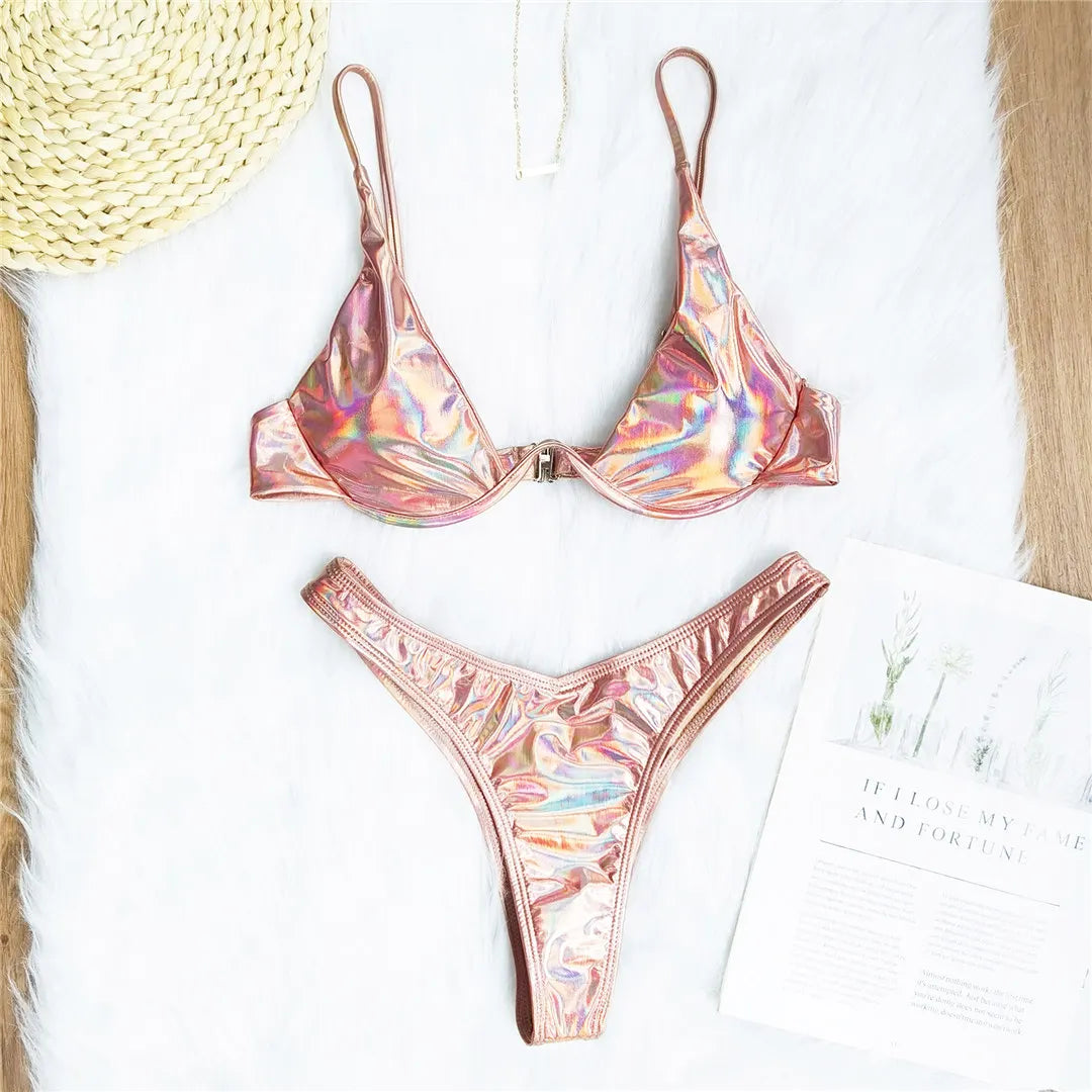 S - XL V-bar Underwired Bikini Female Swimsuit Women Swimwear Two-piece V shape Wire Bikini set Bather Bathing Suit Swim V439
