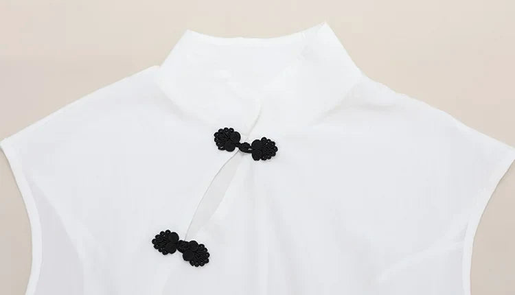 Fashion Women Short Sleeve Tops Tees Button Hollow Out Solid Slim Sheath Elegant Office Top Casual Cheongsam Inspired T-Shirt
