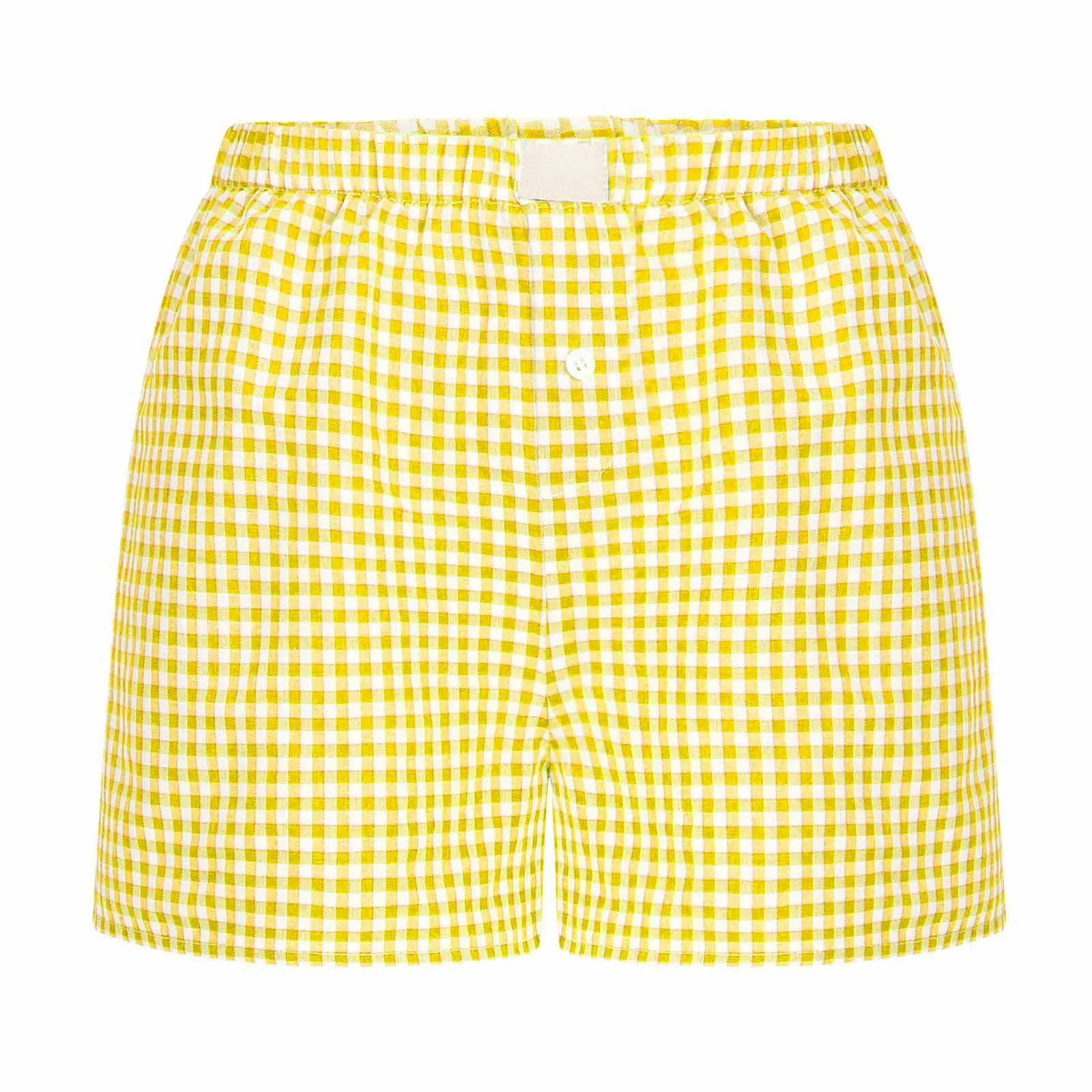 Teen Girls Plaid Shorts Elastic Waistband Pull-On Casual Lounge Summer Outfit Red Blue Color Women's Fashion