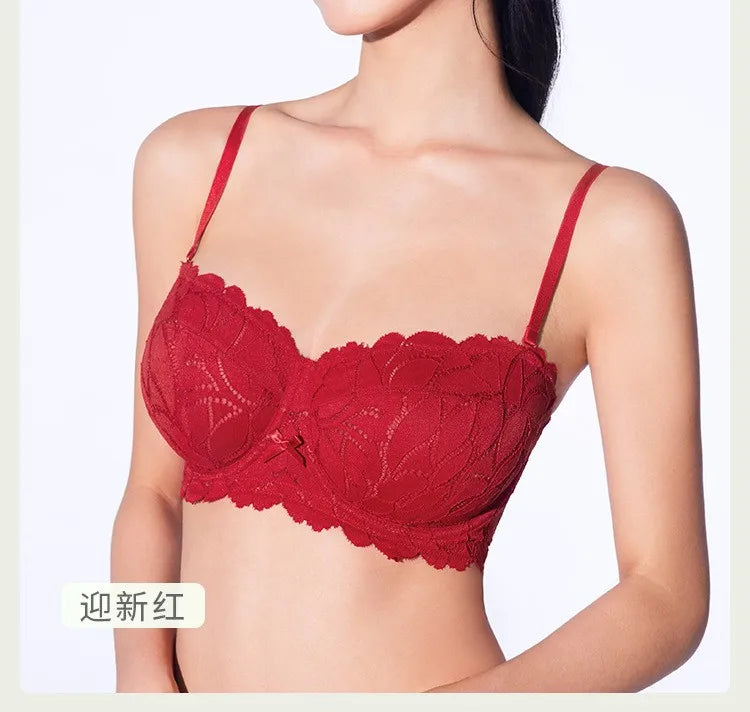 Full Bust French Lace Bralette Wireless Support for Women Plus Size Full Coverage T-Shirt Bra Anti Sagging Comfort MOYISU Sexy