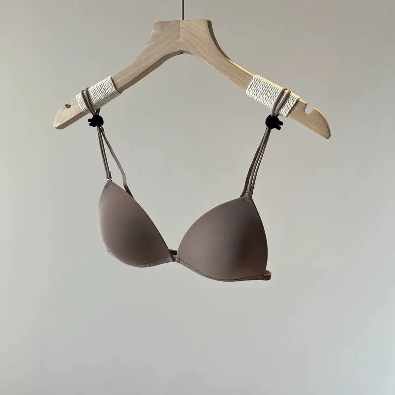 French Bralette Front Button, Thin Straps Triangle Cup Sml Chest, Seamless Beautiful Back Lingerie, Summer Lightweight Wirefree