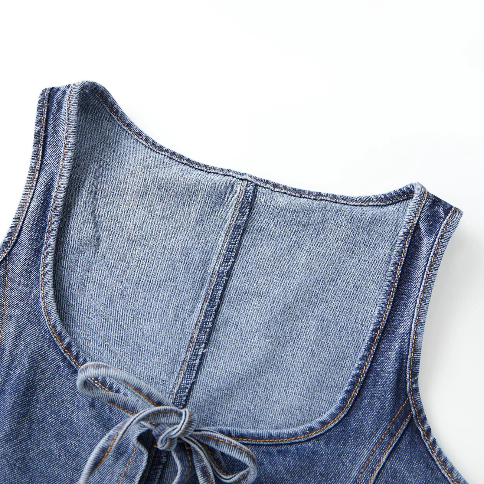 2026 New Women’s Denim Street 2 Piece Sets Sleeveless Tie-up Front Tops Vest and Mini Skirt Outfits Fashion Clubwear