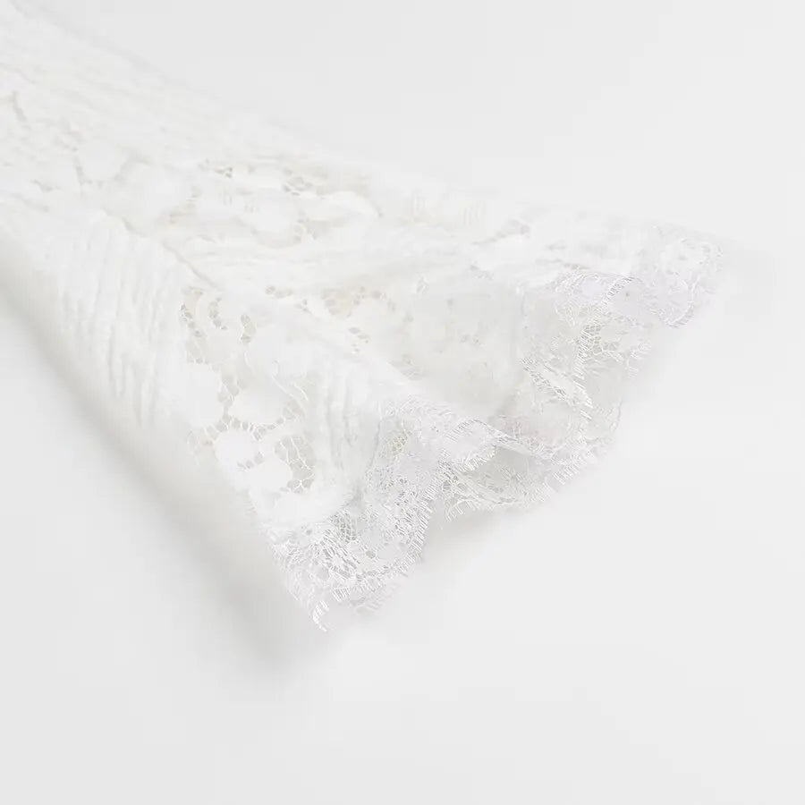 Off Shoulder White Lace Party Dress Flare Sleeve Bowknot Party Maxi Dress Sexy Elegant Summer Bodycon Vestidos Embroidery Robe