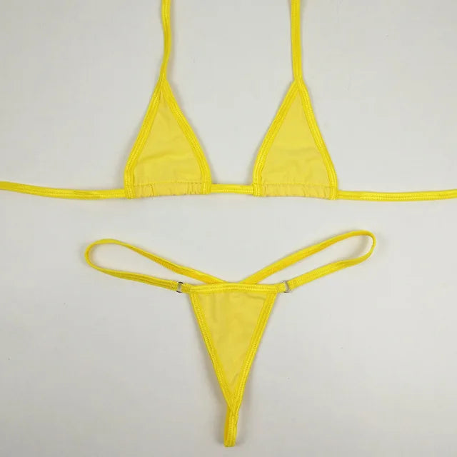 DEKA Brazilian Cotton Mini Micro Bikini Set Women Extreme Triangle Swimsuit Bathing Beachwear Sunbath Erotic Lingerie Underwear