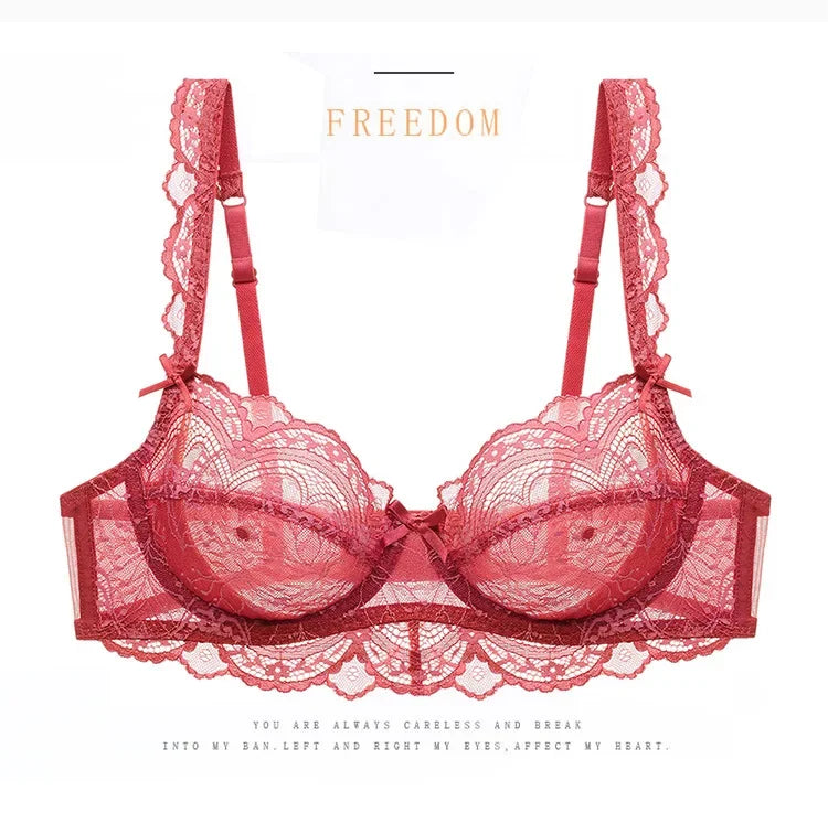 Logirlve Ultrathin Bra Transparent Brassiere Sexy Underwear Plus Size Cup Embroidery Women Lingerie Lace Bras Hollow out