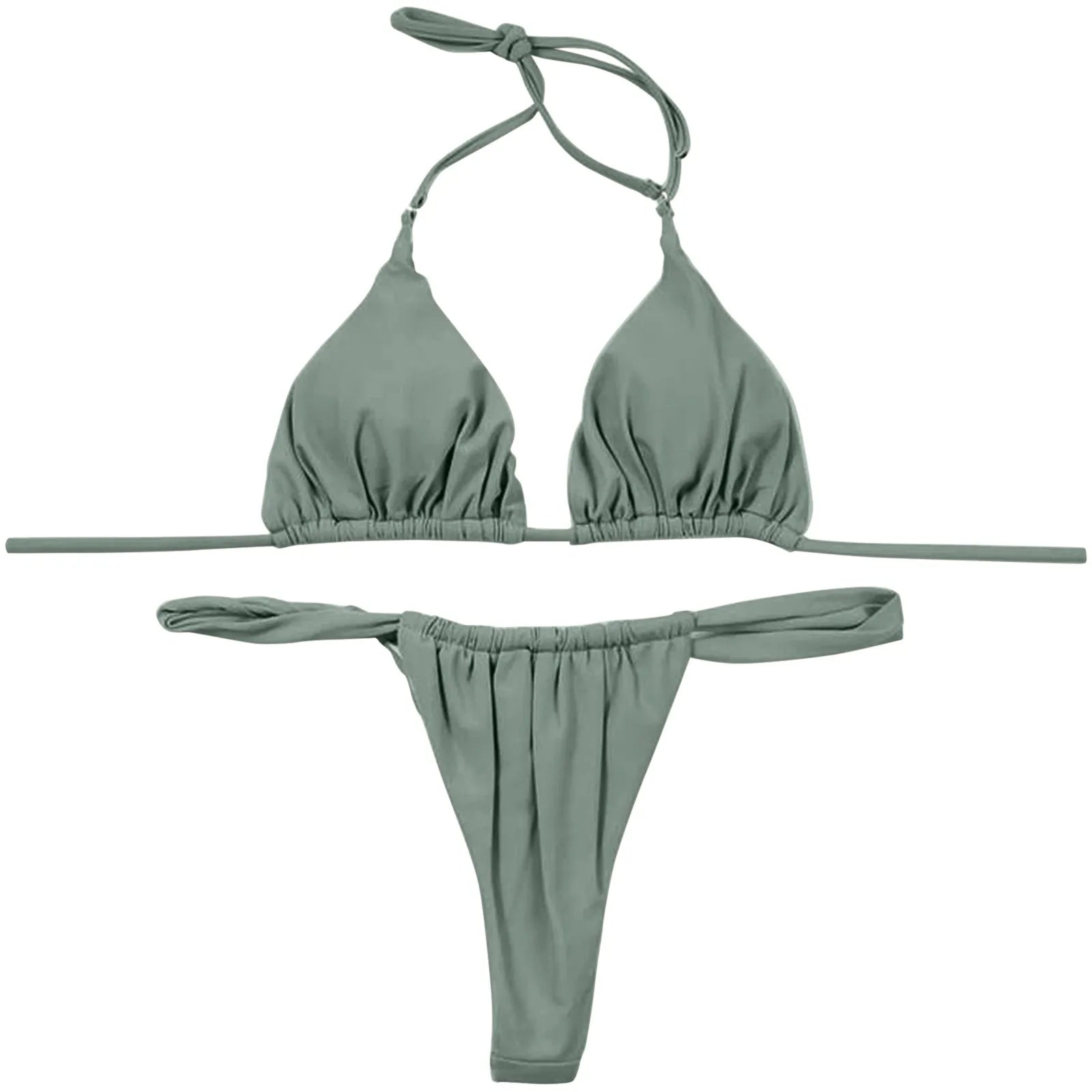 Sexy Bikini Set Two Piece Swimsuit Bikini Set Push Up Bra Solid Thong Women Swimwear Beachwear Bathing Suit Traje De BañO 2024