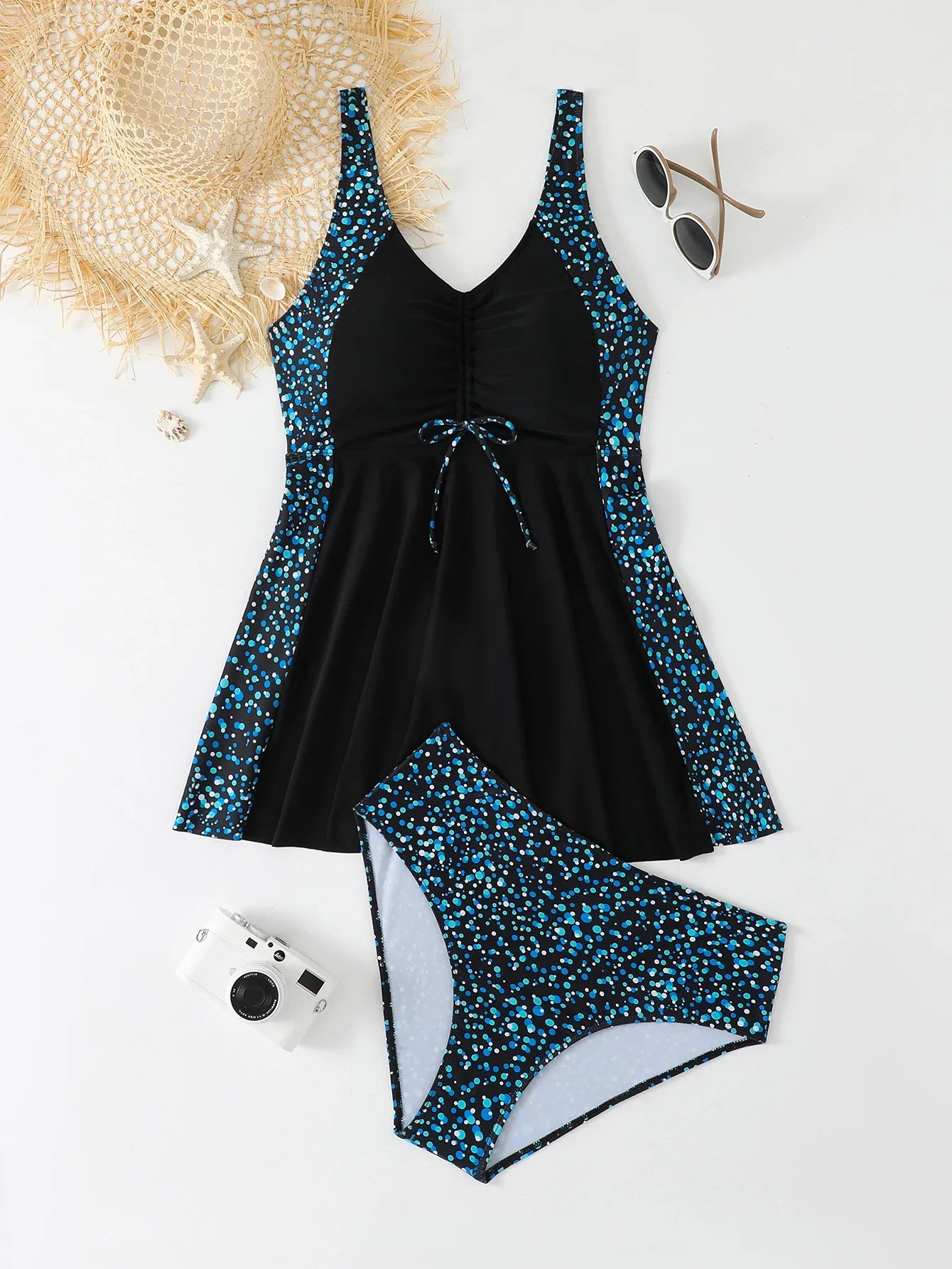 Strappy Printed Tankini 2026 Large Plus Size Swimsuit Women Beach Dress Swimwear Female Bathers Bathing Swimming Swim Suit 4XL