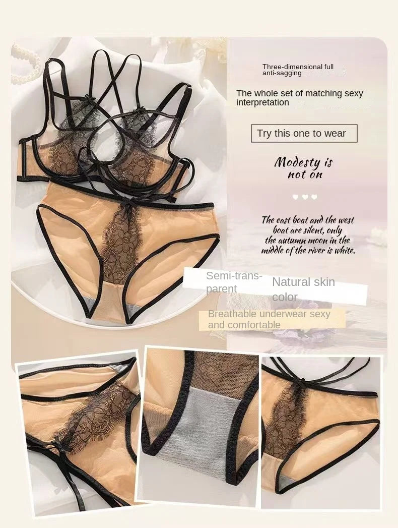 Ultra-thin Sexy Lace Hazy Attractive Comfortable Soft Steel Ring on The Support To Prevent Sagging Cross Beautiful Back Change
