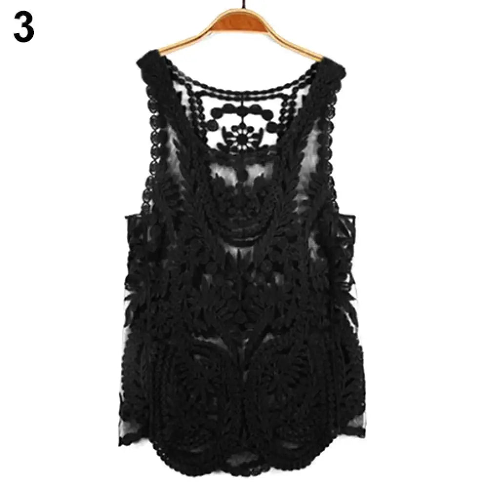 Women's Sleeveless Lace Tank Top Sexy Embroidery Hollow-out Floral Crochet Shirt Tank Tops for Women 2025