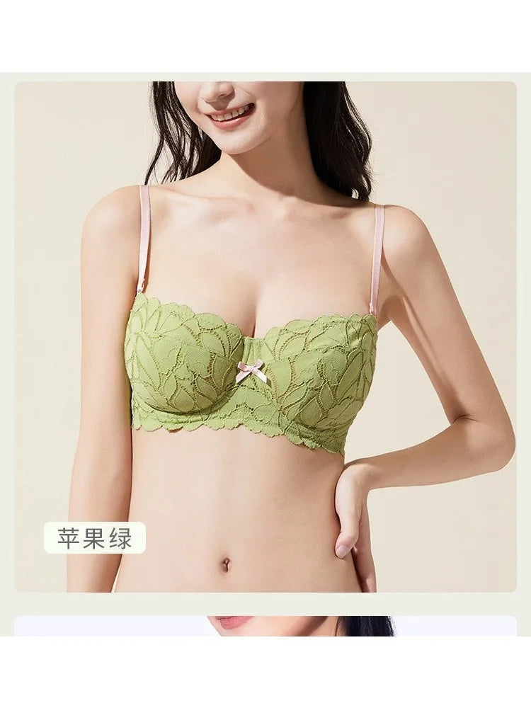 Full Bust French Lace Bralette Wireless Support for Women Plus Size Full Coverage T-Shirt Bra Anti Sagging Comfort MOYISU Sexy