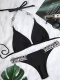 2026 Halter Shiny Crystal Diamond Bikini Women Swimsuit Female Swimwear Rhinestone Bikini Set Rhinestone Brazilian Bathing Suit