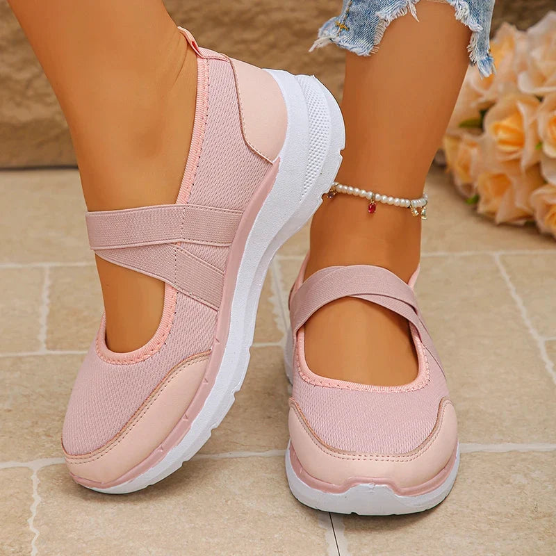 Spring Summer Breathable Flats Women Plus Size 43 Slip On Platform Sneakers Woman Comfortable Soft Non Slip Casual Shoes Female