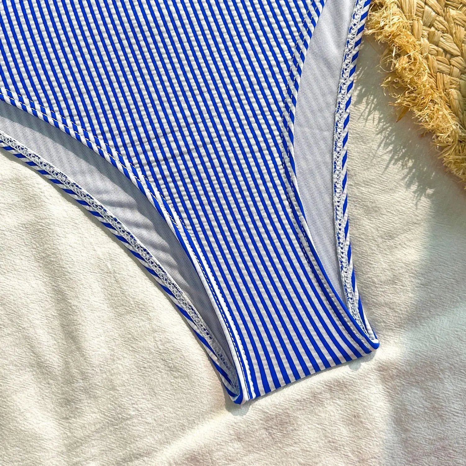 2025 New Split Swimsuit Women's Drawstring Backless Fashion Sexy Stripes Gather Slim and Thin Swimsuit Купальник Женский