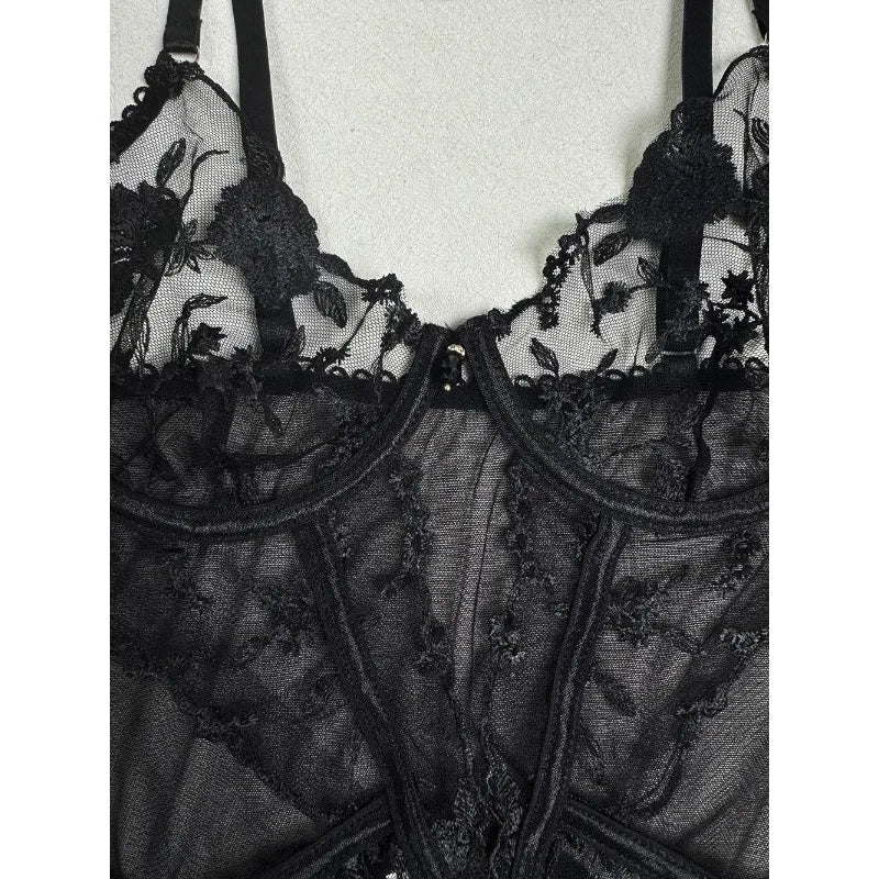 Toucheart Christmas Erotic Lingerie Seductive Embroidery Mesh Women See-through Body Shaping Sexy Pure Desire Hot Underwear Set