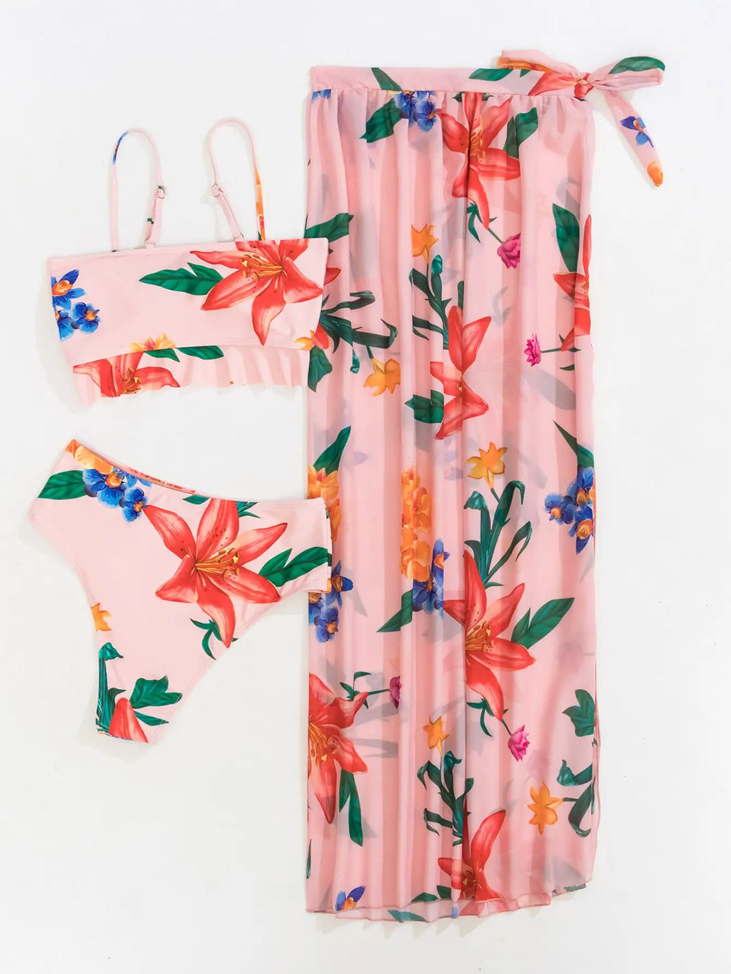 3 Pieces Floral Printed Push Up Bikinis 2026 Women Halter Swimwear Female Sexy Swimsuit & Beach Dress Bathing Swimming Swim Suit
