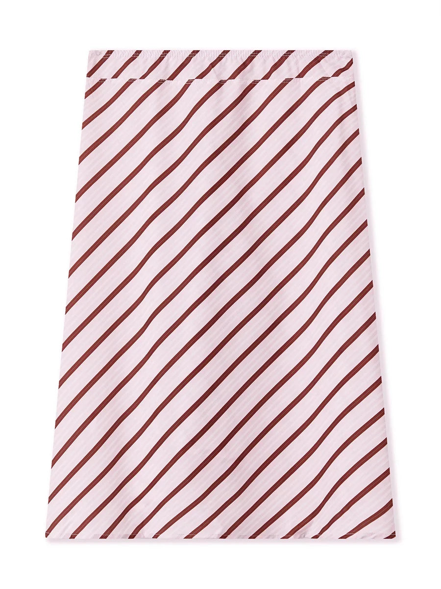 Summer Solid/Stripe/Plaid Midi Skirts for Women Casual Elegant A-Line Skirt for Beach Vacation Streetwear