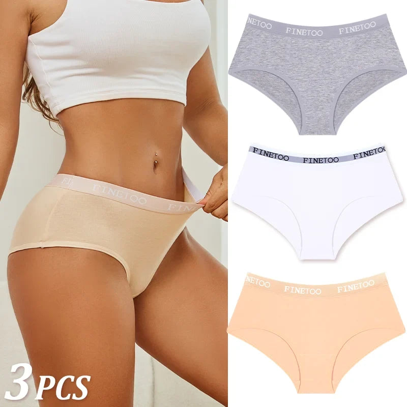3Pcs Women's Cotton Briefs Letter Belt Underwear Women Panties Sexy Breathable Briefs Female Stretch Ladies Soft Lingerie