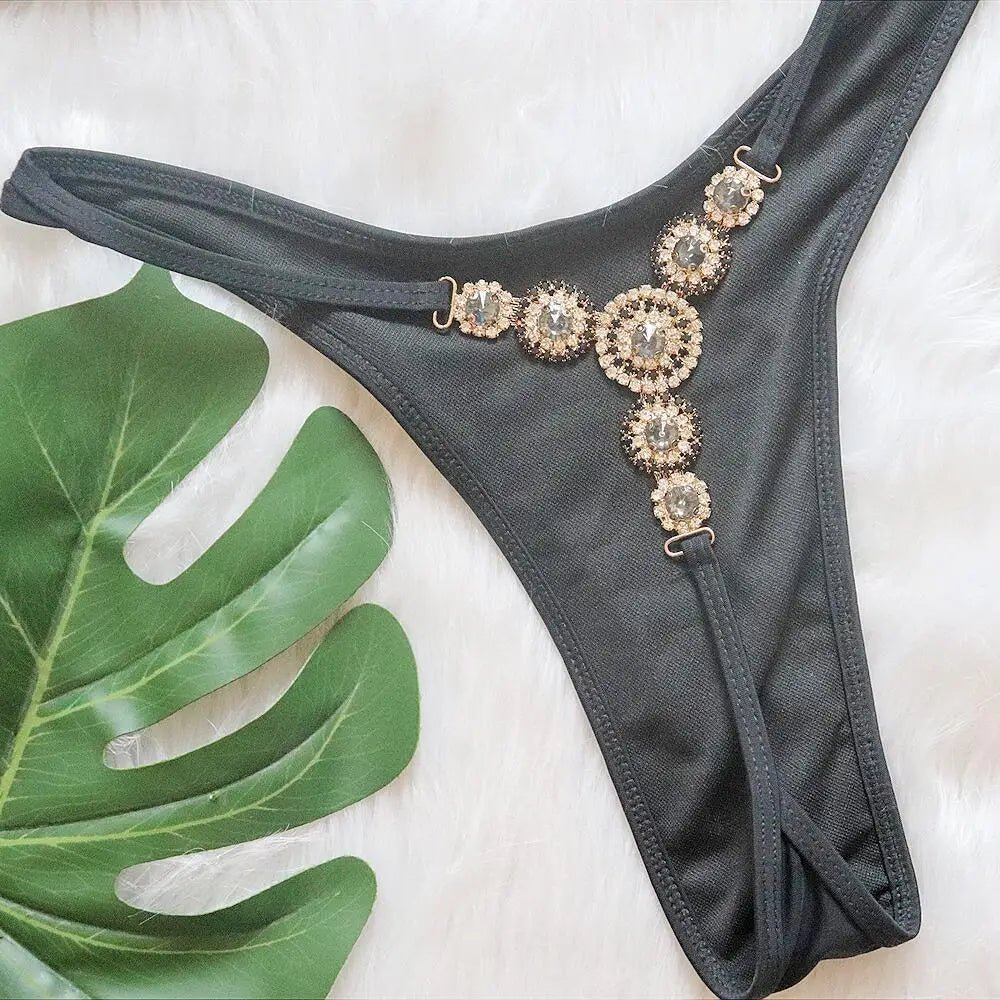 DEKA New Sexy One-shoulder Bikini Female Thong Swimsuit Women Diamond Swimwear Two-pieces Bikini Set Bather Bathing Suit Swim