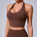 Hanging Neck Yoga Sports Bra Women Breathable Shock Proof Gym Workout Fitness Push Up Top Yoga Running Sportswear Vest Sexy Bra