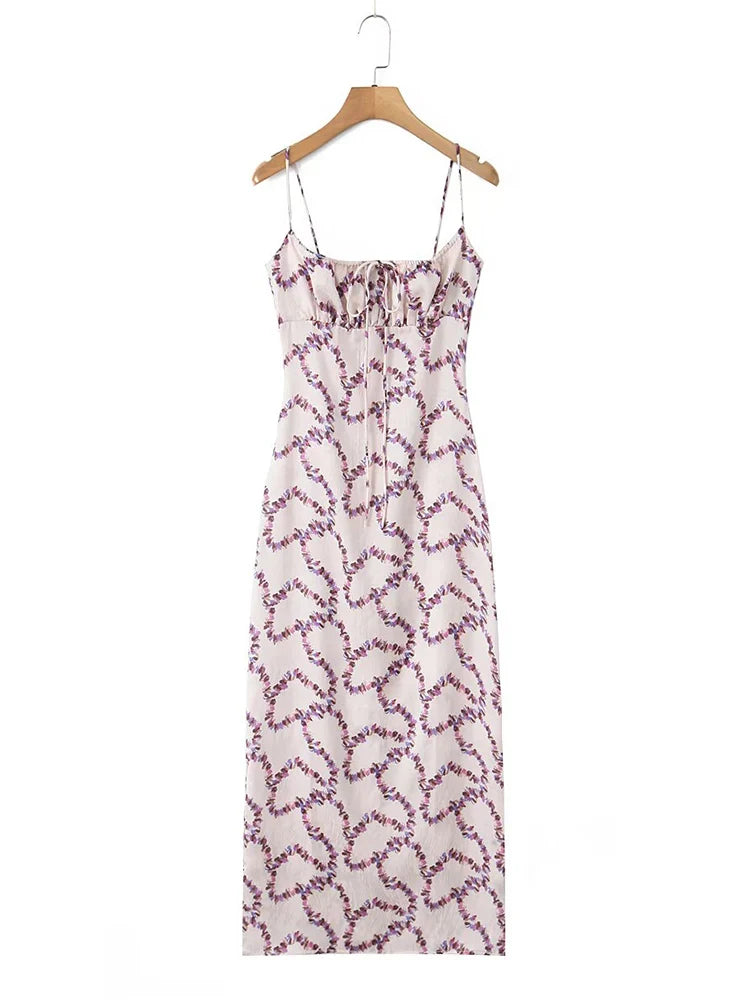 Foridol Floral Printed Boho Summer Long Dress Women Bowknot Strapless Midi Beach Vestidos 2025 Elegant Straight Sleeveless Dress
