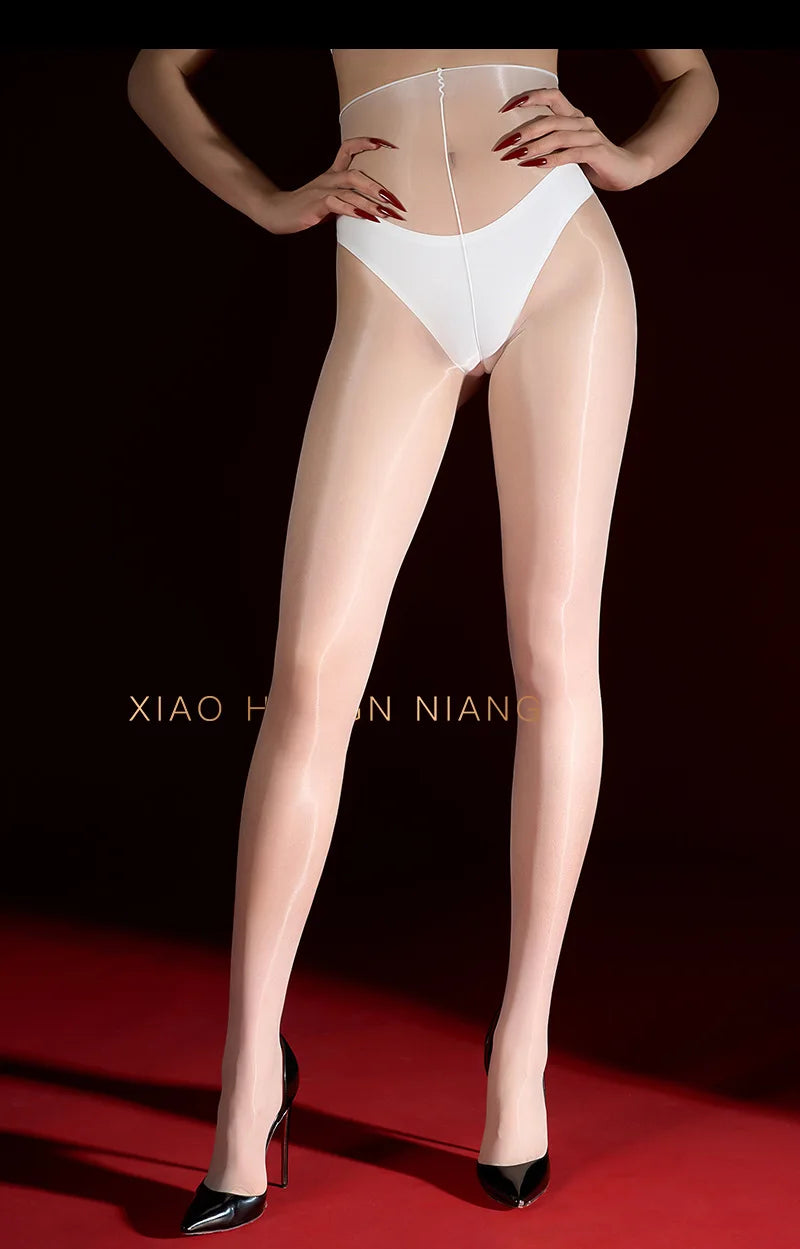 Sexy Silk Horse Oil Stockings Thin Anti-Snag Glossy Pearl Pantyhose Solid Color Transparent Mesh Nightclub Wear Pantyhose 0RG0