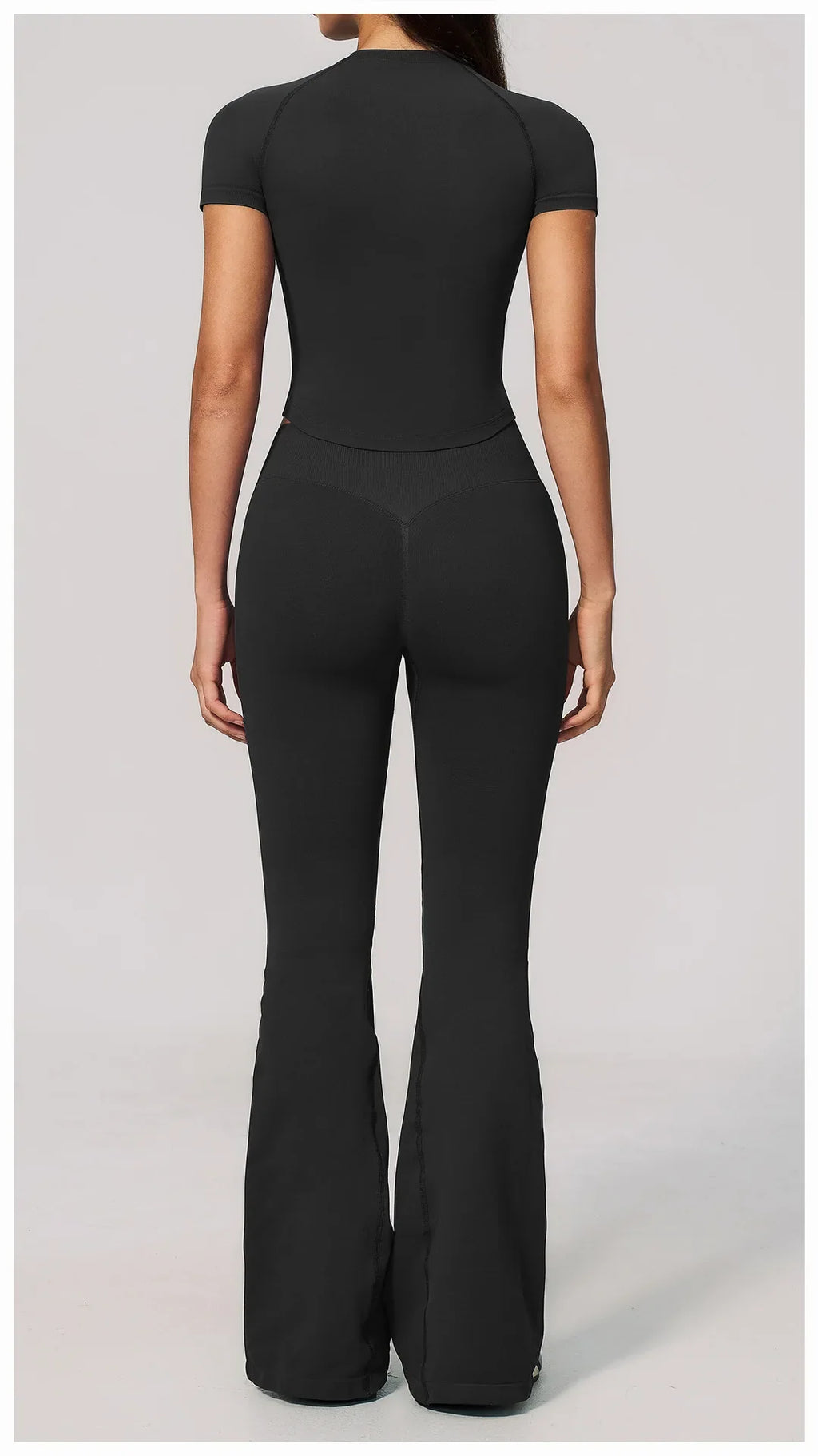 Seamless High Elasticity Yoga Sets Women Short Sleeve O Neck Sports T Shirts Workout Outfits Running Wide Leg Pants Fitness Suit