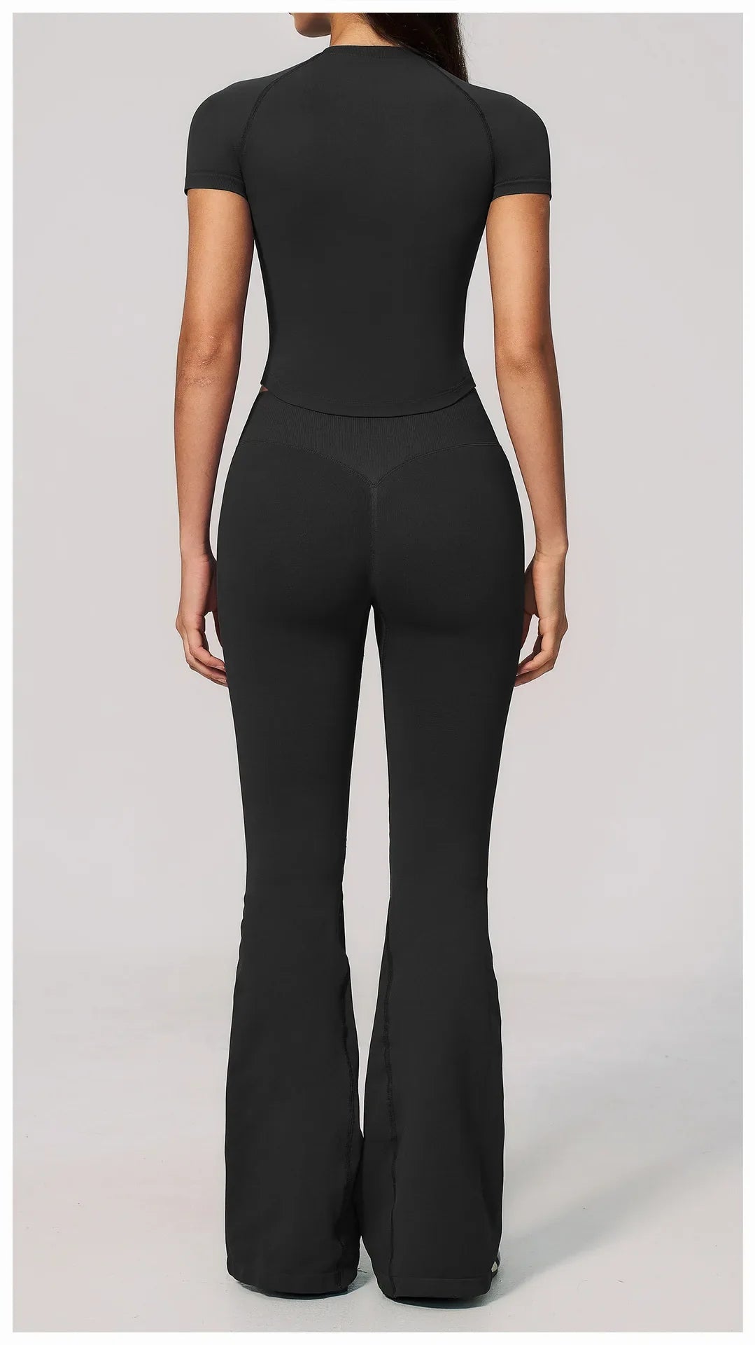 Seamless High Elasticity Yoga Sets Women Short Sleeve O Neck Sports T Shirts Workout Outfits Running Wide Leg Pants Fitness Suit