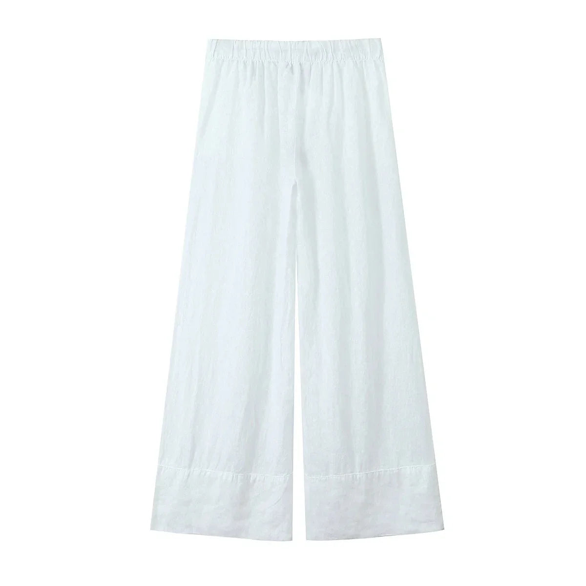 Foridol Cotton Linen White Long Pants Women Spring Summer Casual Wide Leg Pants Pantalones Elastic Waist Sash New Female Pants
