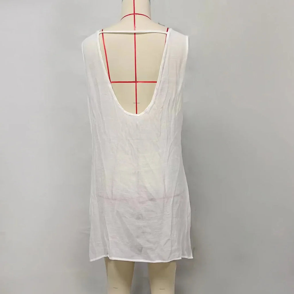 2025 Sexy 5 Colors Backless Crochet Knitted Tunic Beach Cover Up Cover-ups Beach Dress Beach Wear Beachwear Female Women K5620