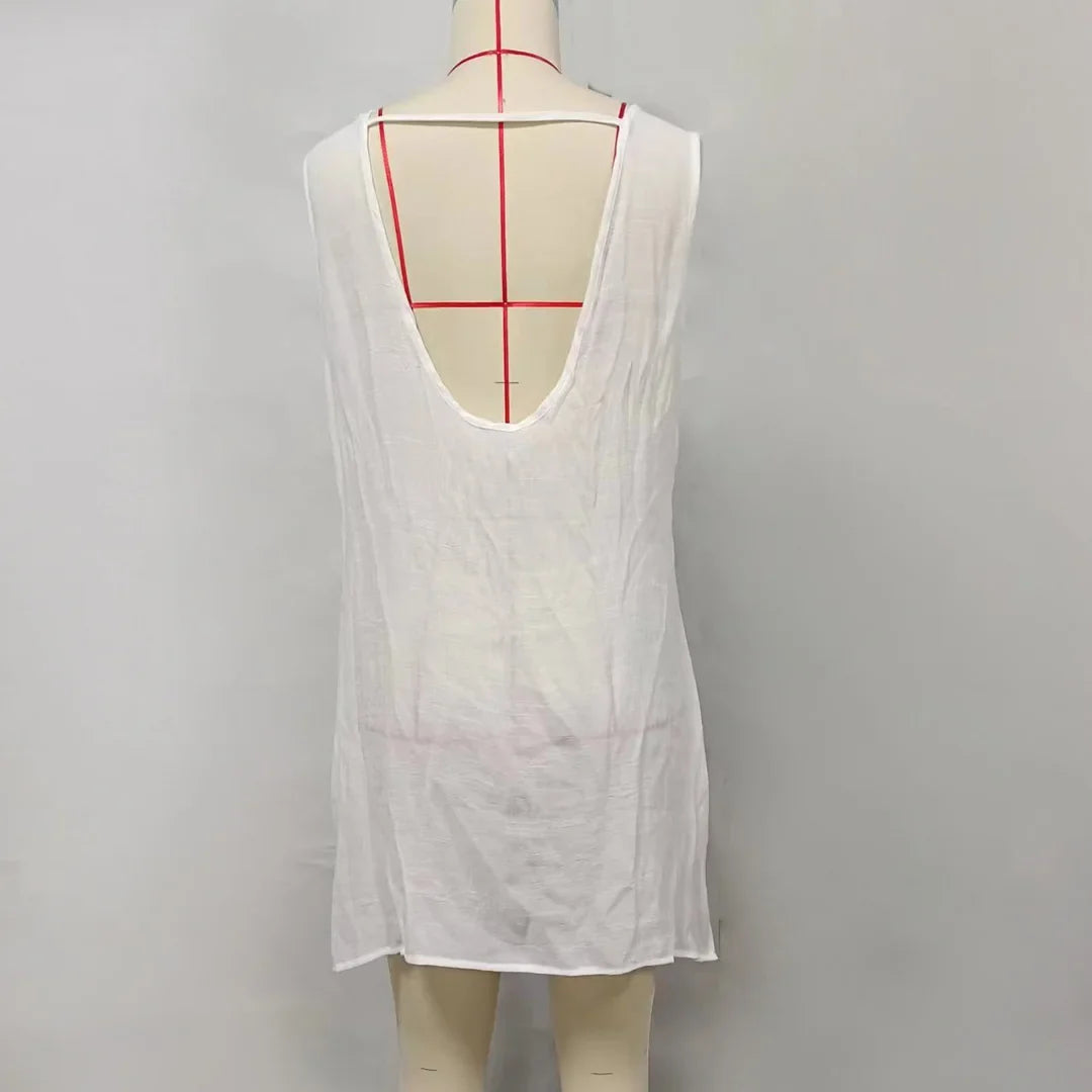 2025 Sexy 5 Colors Backless Crochet Knitted Tunic Beach Cover Up Cover-ups Beach Dress Beach Wear Beachwear Female Women K5620