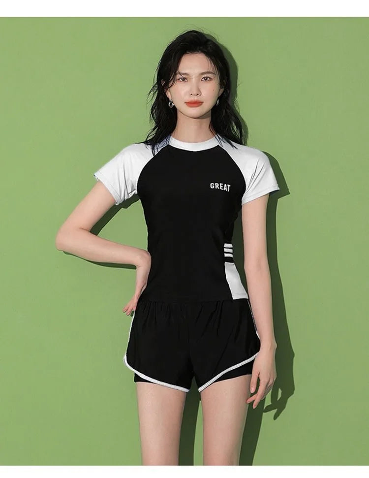 Swimsuit Women's Summer Split Casual Sports Plus Size Swimsuit Conservative Slimming Swimming Pool Swimming Equipment