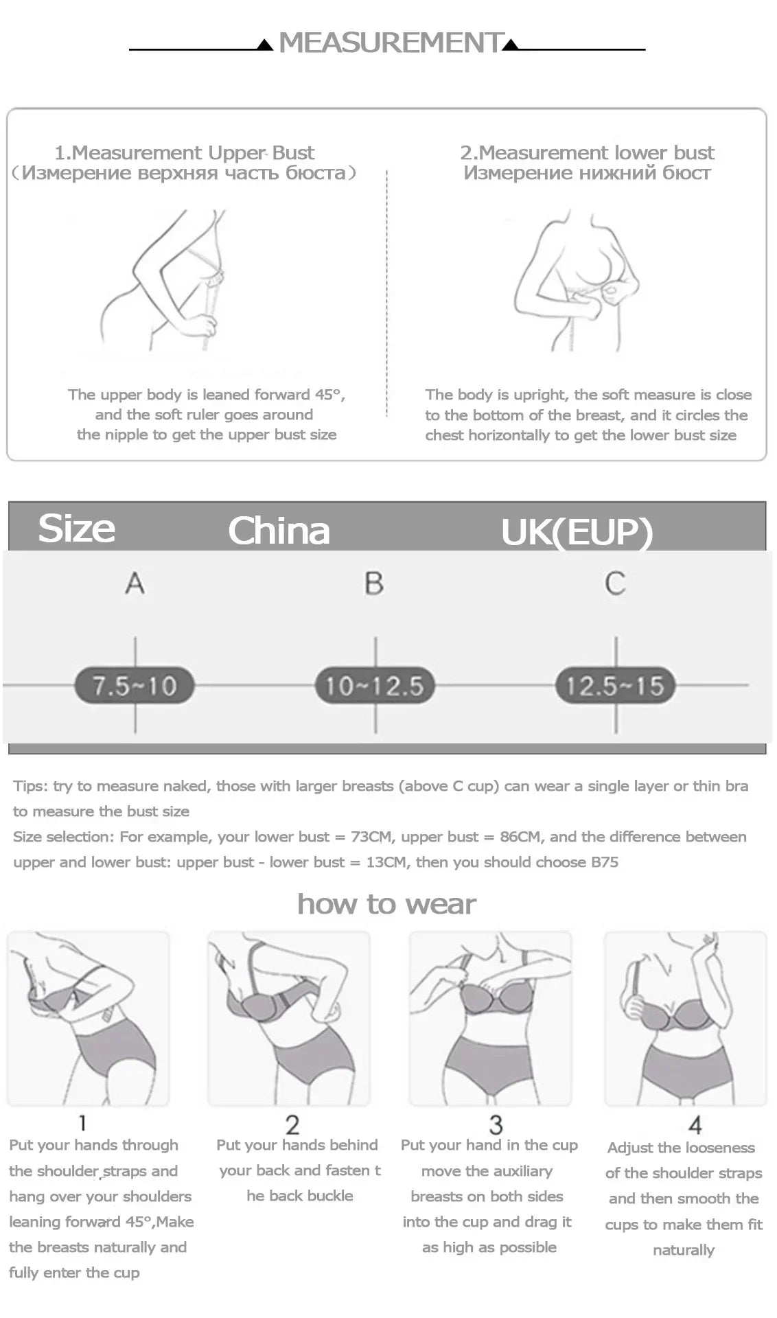 MOYISU Slim Back Bras Women with Small Breasts Gathered Up To Close The Breast with A Backless Bra Cover Without Underwire