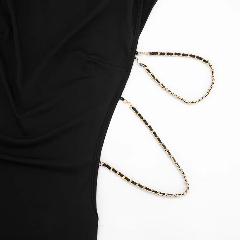 FDYOUI Women 2026 Summer Sleeveless Hollow Out Slim Mini Dress Sexy Package Hip Short Party Night Club Dresses Black Streetwear