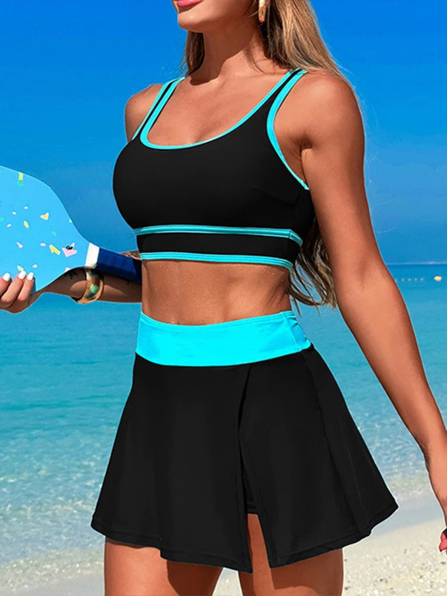 2026 Sporty Swimsuit Women Two Pieces High Waist Beach Dress Solid Swimwear Female Bathers Bathing Swimming Swim Suit Beachwear