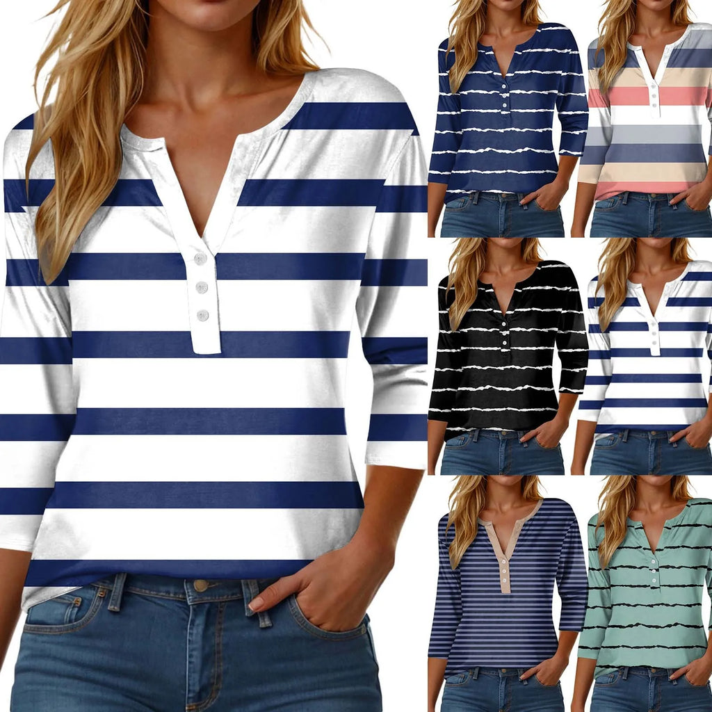 Womens Athletic Tops Short Sleeve Women Stylish Casual Loose Three Button V Neck Short Sleeved T Same Day Long Sleeve Shirt