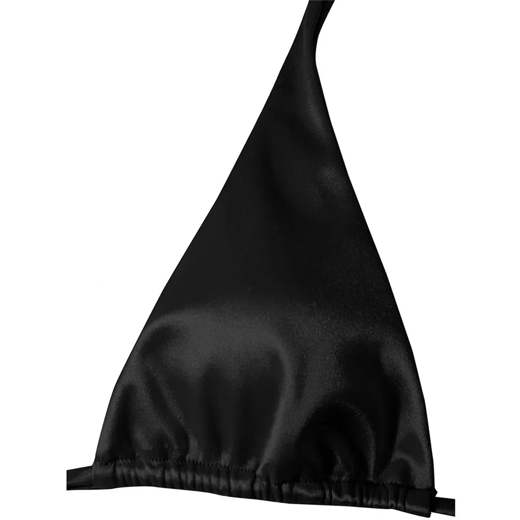 Sexy Satin Halter Brazilian Padded Bikini Female Swimsuit Women Swimwear Two-Pieces Bikini Set Bather Bathing Suit Swim V4966S