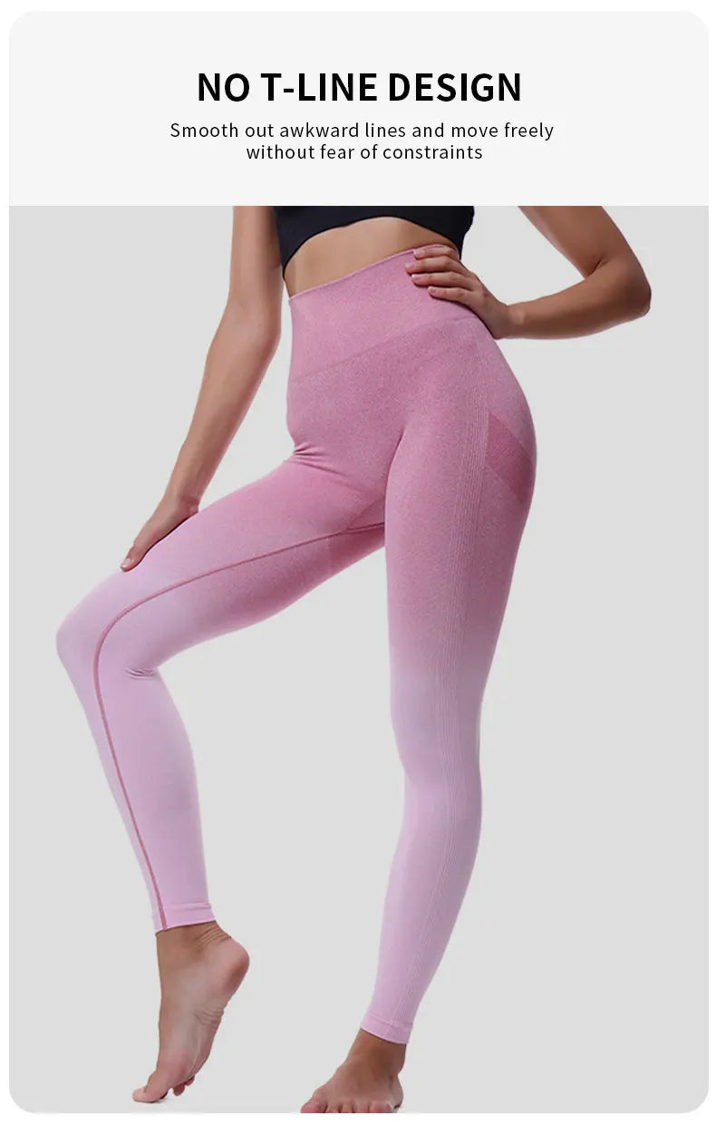 Gradient Color Energy Legging Women Workout Fitness Jogging Running Leggings Gym Tights Stretch Sportswear Yoga Pants