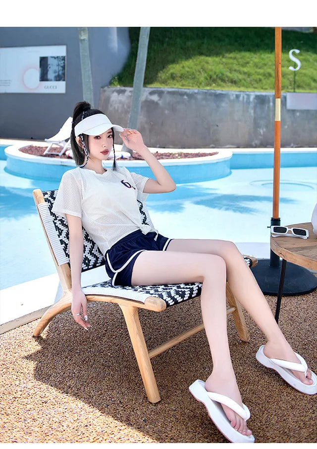 New High-end Split Swimsuit with Sports Style and Flat Angle Pants for Slimming and Vacation Swimsuits Cross-border
