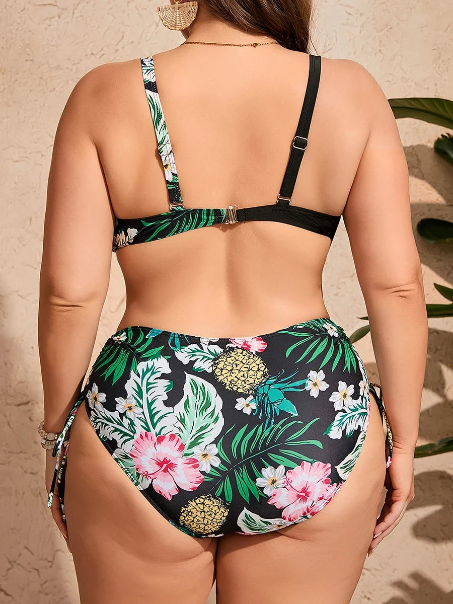 2026 Large Plus Big Size Swimsuit Women Floral Push Up Bikinis High Waist Strappy Swimwear Female Bathing Swimming Swim Suit 5XL