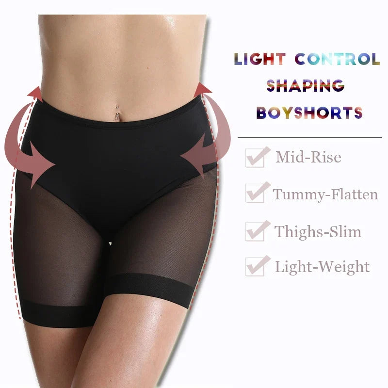 Women's Seamless Shorts Safety Pants High Waist Large Size Mesh Thin Boxer Panties Anti Friction Under Skirt Shorts Underwear