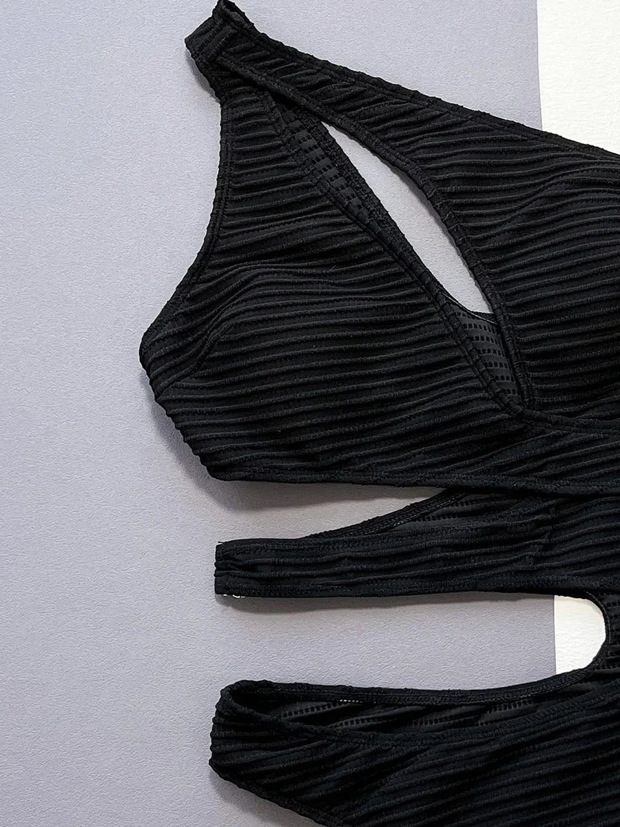 Asymmetric Hollow Out One Shoulder Women Swimwear One Piece Swimsuit Female High Cut Monokini Bather Bathing Suit Swim Beachwear