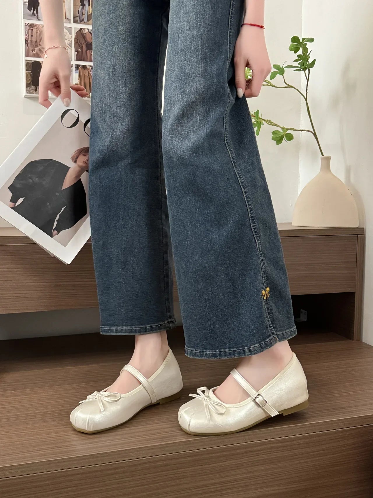 Butterfly-knot Women Ballet Mary Jane Shoes Fashion Mix Colors Internal Elevation Shoes Ladies Spring Autumn Concise Footwear